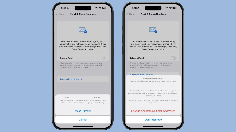 麻山苹果手机维修分享苹果 iOS 18.1 支持设置“主要”邮箱地址并更改 iCloud 邮箱 